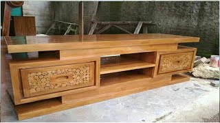 Bufet tv minimalis modern  MEJA TV KAYU JATI [upl. by Leontine]