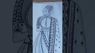 How to draw 🎨a Beautiful traditional girl back side very girl draw pencil sketch 🖼shortvideo [upl. by Aeriela73]