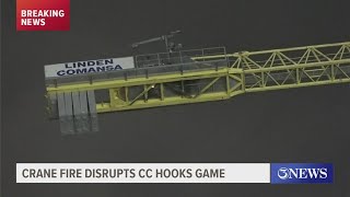 CC Hooks game disrupted by nearby crane on fire [upl. by Radnaskela]