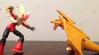 Charizard vs Mega Blaziken stop motion [upl. by Latsirk646]