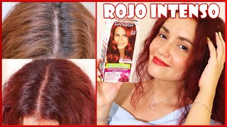 Garnier Cor Intensa 66🔴Rojo Intenso🔴 Cobertura de Canas💁Retoque de color con Nevada🔴¿Cómo quedó [upl. by Lowney121]