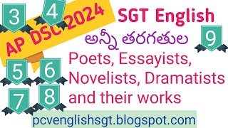 All Classes Poets Essayists Novelists Dramatists and their works in Telugu I AP SGT DSC 2024 [upl. by Argile]