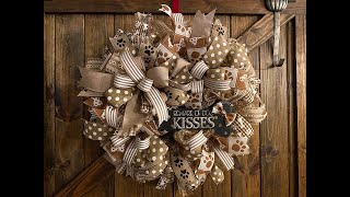 Farmhouse style Dog Wreath woodland ruffle method Tutorial [upl. by Sucerdor]