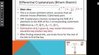 Cryptanalysis of DES  Week 7 14 [upl. by Aredna298]