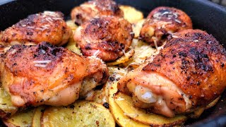 Easy Cast Iron Chicken and Potatoes on the Yoder Wood Fired Oven [upl. by Yrak]