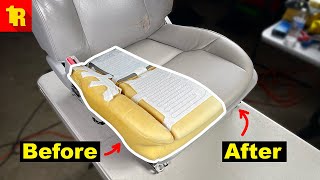 Before And After LEATHER SEAT RESTORATION With SEAT FOAM REPAIR [upl. by Aleet]