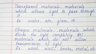 Definition of Transparent materials Opaque materials Translucent materials [upl. by Aizti]