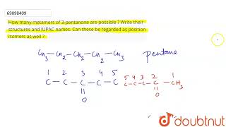 How many metamers of 3pentanone are possible Write their structures and IUPAC names Can these [upl. by Adnov]