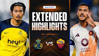 Union SaintGilloise vs Roma Extended Highlights  UEL League Phase MD 4  CBS Sports Golazo [upl. by Reivazx]