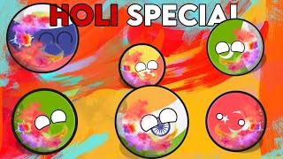 Holi Special Video😉  Holi with Countries in a nutshell 💥 Countryballs playing Holi be like😍 [upl. by Quirita]