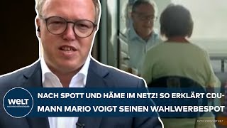 MARIO VOIGT Nach Spott und Häme im Netz So erklärt der CDUSpitzenkandidat seinen Wahlwerbespot [upl. by Rahm]