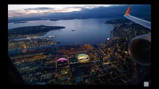 Southwest Airlines Boeing 737MAX8 beautiful sunset landing in Seattle SMFSEA [upl. by Ellehsal]