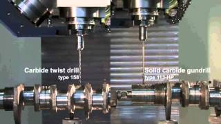 botek Solid carbide gundrill Type 113HP versus Solid carbide twist drill [upl. by Leirud]