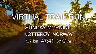 Virtual Trail Run  Nøtterøy Norway  Morning Golden Hour  Autumn  Treadmill [upl. by Trotter]