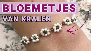 Bloem Armbandje met Zoetwaterparels Maken [upl. by Akinod]