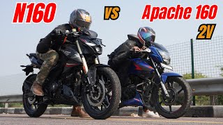 2024 Pulsar N160 vs Apache 160 2V Drag Race [upl. by Pierson693]