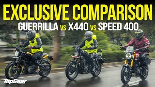 RE Guerrilla vs Triumph Speed 400 vs HD X440 Detailed Comparison  Which one is for you [upl. by Schnorr]