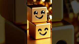 Golden smiley face cubes on a shimmering background radiate joyaiart cubes viralshort trending [upl. by Eimmij]