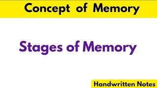 Concept of Memory in Psychology  Stages of Memory psychology tet ctet hptgt [upl. by Ayna]