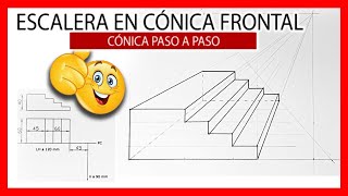 Como dibujar una escalera en cónica frontal [upl. by Llemmart]