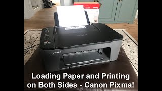 How to Load Paper in a CANON Pixma TS3400 Series and Printing on Both Sides of a Page [upl. by Eneles]