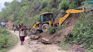 Gravelly and Rocky Hill Cutting with JCB Backhoe Loader [upl. by Christoper]