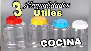 3 Originales Ideas con ENVASES DE PLÁSTICO para Organizar y Decorar La COCINA Fácil y Funcional [upl. by Myrtle]