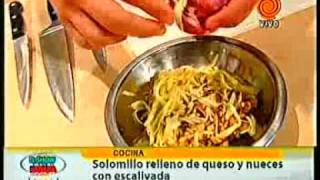 Solomillo relleno de queso y nueces con escalivada pt2 201201113gp [upl. by Llertnom]