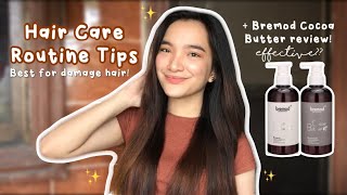 HAIR CARE ROUTINE  BREMOD Cocoa Butter Shampoo amp Conditioner Review 🧴🛁✨ [upl. by Kitrak]