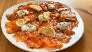 Gravlax de saumon en carpaccio et sa sauce au citron [upl. by Radman]