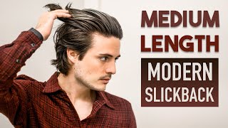 Medium Length Modern Slick Back Tutorial  Mens Long Hair 2021 [upl. by Eibbor366]