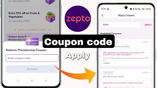 Zepto me coupon kaise use kare  zepto coupon code  zepto membership coupon code [upl. by Farrow]