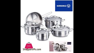 Korkmaz Alfa Cookware Set of 9 Pieces A1660 Shoppers Pakistan [upl. by Blackmun374]