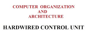 HARDWIRED CONTROL UNIT [upl. by Anad]