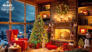 Instrumental Christmas Music Crackling Christmas Fireplace 🎄 Merry Christmas 2024 [upl. by Ecnadnac]