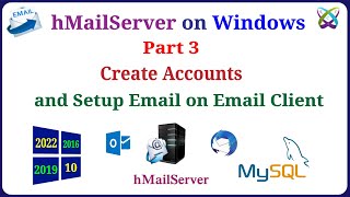 hMailServer  Part 3  Create Accounts and Setup Email on Email Client Outlook [upl. by Johm]