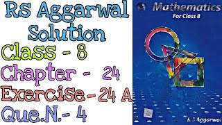 Rs Aggarwal Class 8 Exercise 24A  Question number 4  Chapter 24 Pie Chart  Md Sir [upl. by Terina]