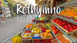 Crete Greece Rethymno walking tour in 4k Kreta Griechenland [upl. by Iadrahs]