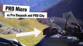 SWMotech Pro Micro Tank Bag vs Pro Daypack vs Pro City  all sizes fitted to Yamaha [upl. by Sinnylg229]