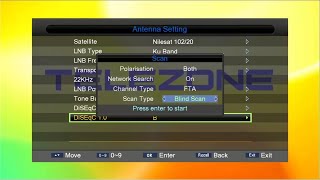 INSTALLATION NILESAT ALL TV FREQUENCIES ON TELEZONE RECEIVERBLIND SCAN FREQUENCIESSATELLITE STORY [upl. by Deelaw]