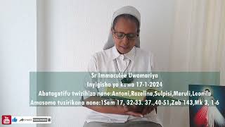 Inyigisho ya Sr Immaculée aragira ati UWASIZWE NIMANA  Ijambo ryImana ryo kuwa 17012024 [upl. by Nami]