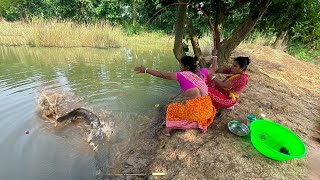 Amazing Fishing Video In Forest Pond  village girl fishing Best Fishing Video fishingvideo [upl. by Lamahj]