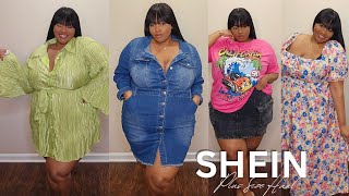 SHEIN Curve Spring Try On Haul  Denim Dresses  Size 22  Victoria Lashay [upl. by Nnaaras102]