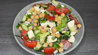 Gesunder und leckerer Salat mit Kichererbsen und Feta Schnelles und einfaches Salatrezept [upl. by Tace]