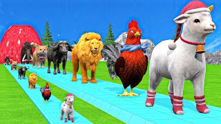 Paint amp Animals CowGorillaElephantGiraffeTigerLion Fountain Crossing Transformation Cartoon [upl. by Ahsercul]