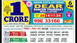 Lottery Result Today 6pm 14112024  Official  Sikkim Lottery [upl. by Faxen]