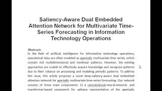 Saliency Aware Dual Embedded Attention Network for Multivariate Time Series Forecasting in Informati [upl. by Aieken]