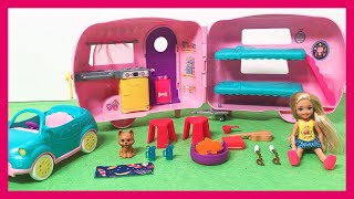 Barbie Chelsea Camper Van Play Set from Mattel  Adventures with the Doll Puppy 😊 [upl. by Holds440]