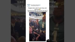 An adult Eagles fan talking to a youngster New Orleans Saints fan during an NFL game as Saints lost [upl. by Nahtahoj]