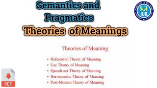 Theories of meaning  Theories of meaning in semantics [upl. by Stiegler642]